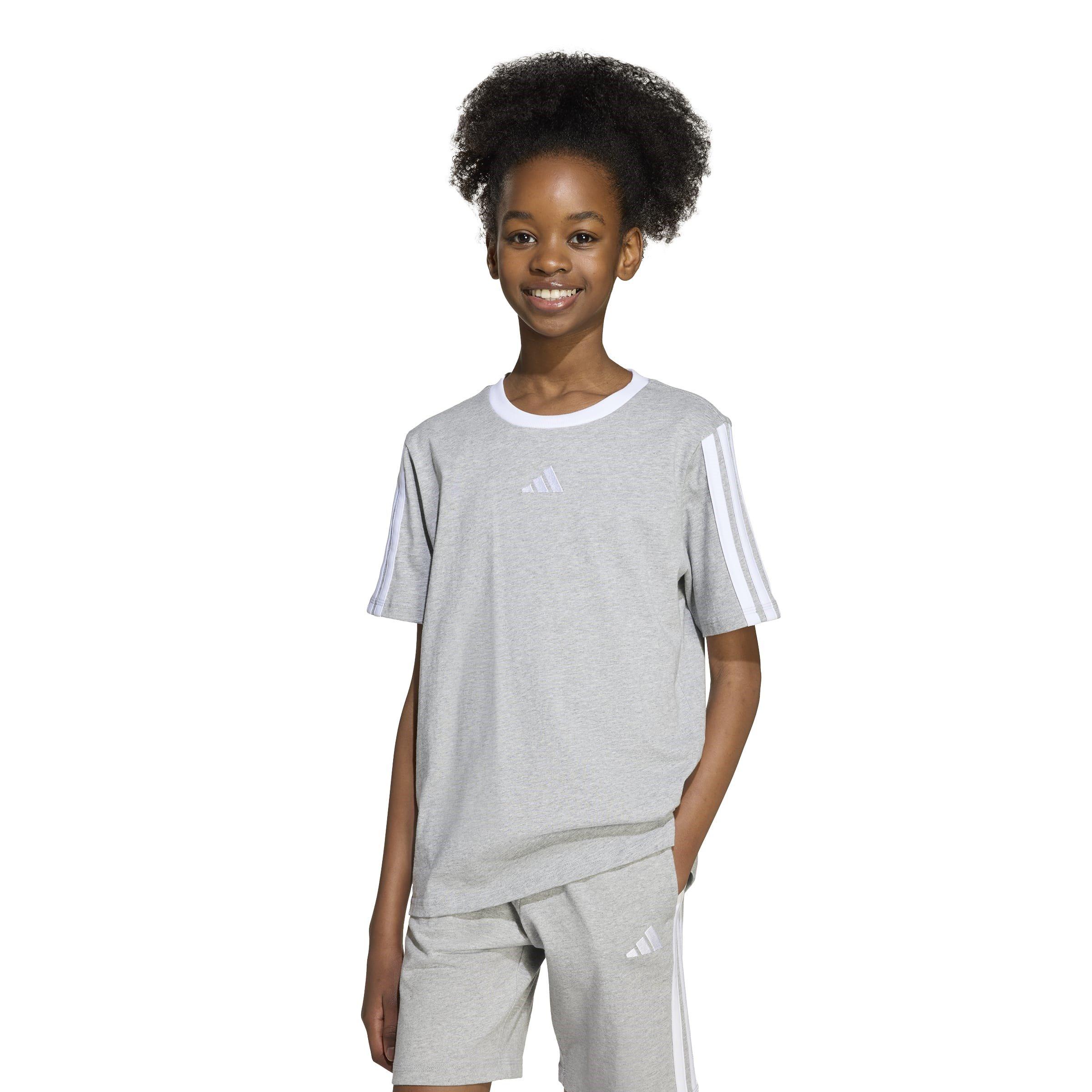 adidas Essentials 3 Stripe T-Shirt Junior Girls
