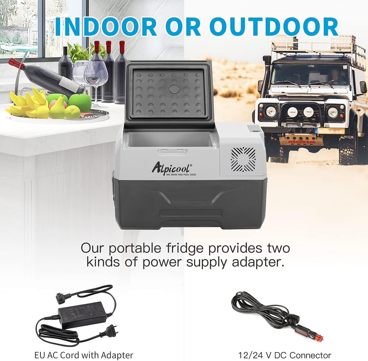 Alpicool CX30 30L Kompressor Kühlbox 12V tragbarer Kühlschrank elektrische Gefrierbox klein Gefrierschrank für Auto camping, Lkw, Boot und Steckdose mit USB-Anschluss, Teleskopstange Rad