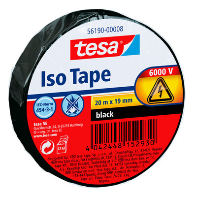 Tesa Isolierband schwarz, 19 mm x 20 m