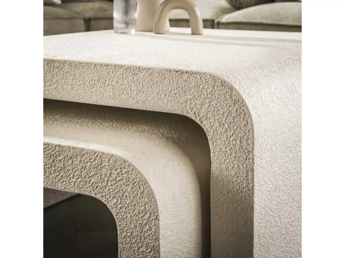 Table gigogne blanche en marbre composite (lot de 2) TAJ