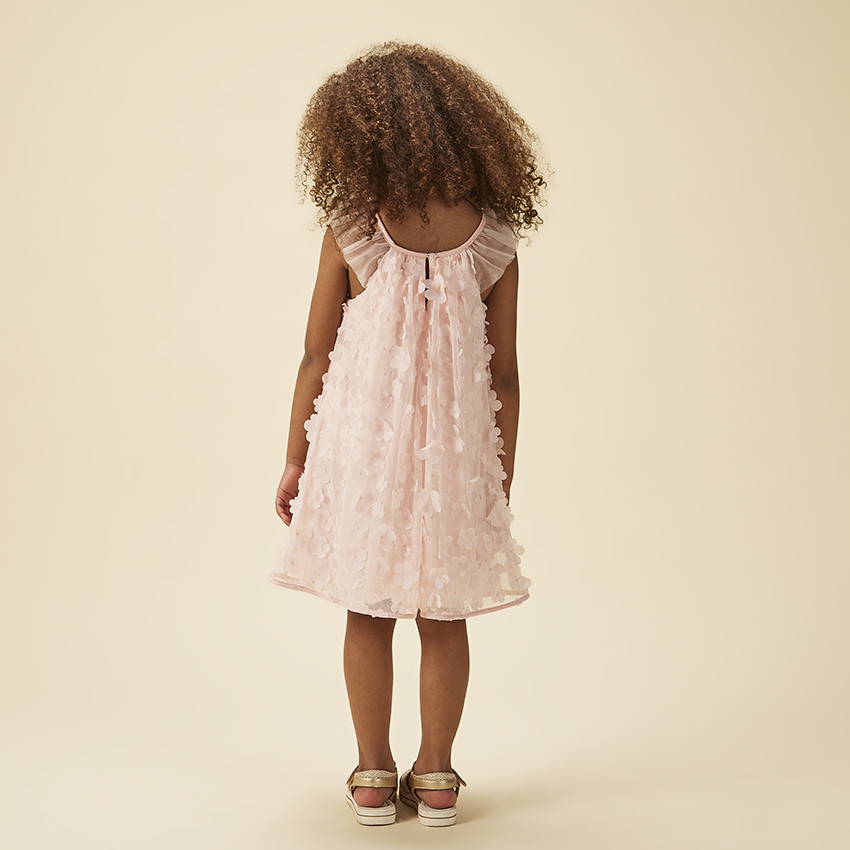 Robe de cérémonie en tulle avec fleurs 3D pour fille