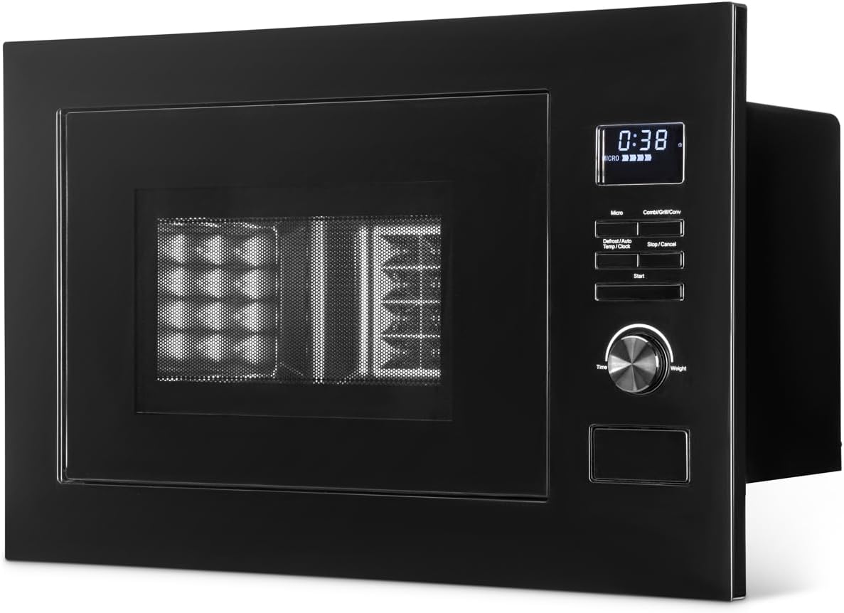 Bomann® Einbaumikrowelle mit Grill und Heißluft | 60cm | 900W Mikrowelle | 1300W Grill | 2300W Heißluft | inkl. Grillrost und Drehteller | 25L Einbau Mikrowellengerät | MWG 3001 H EB schwarz