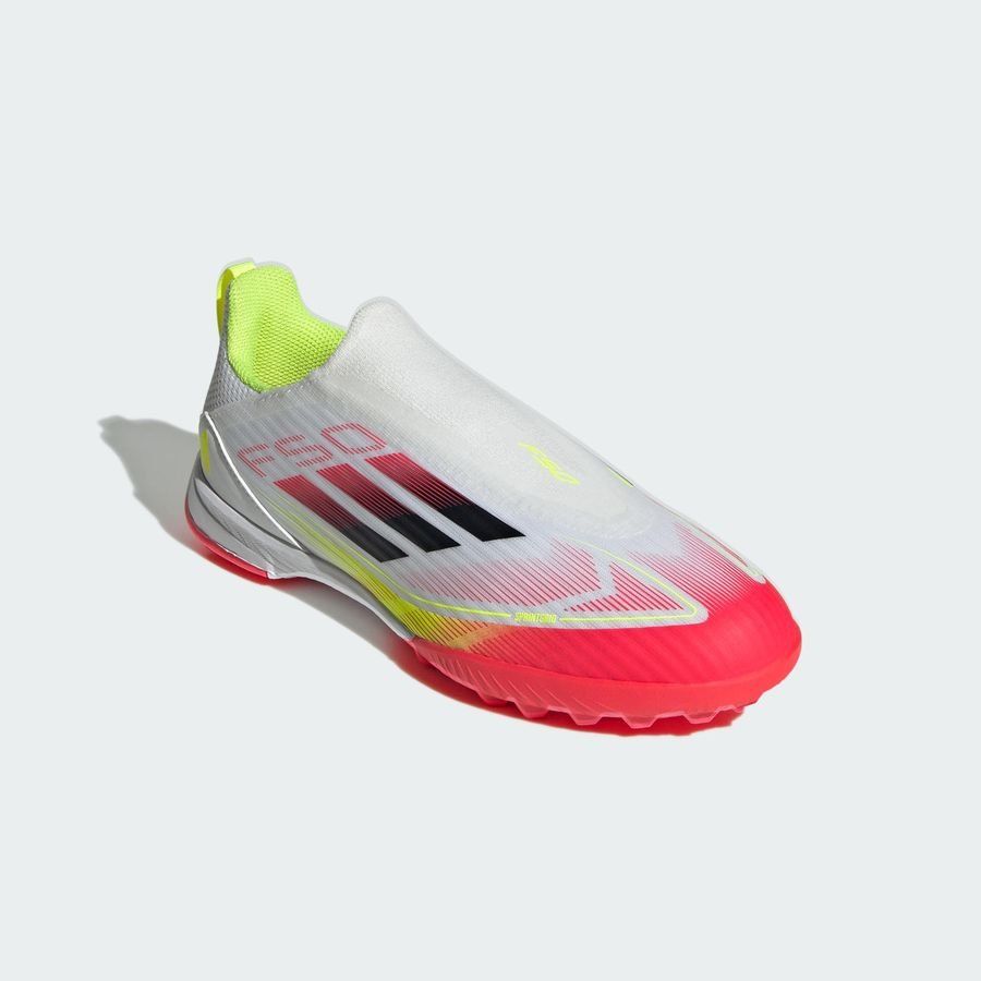adidas F50 League Laceless TF Pure Victory - Blanc/Noir/Jaune Enfant