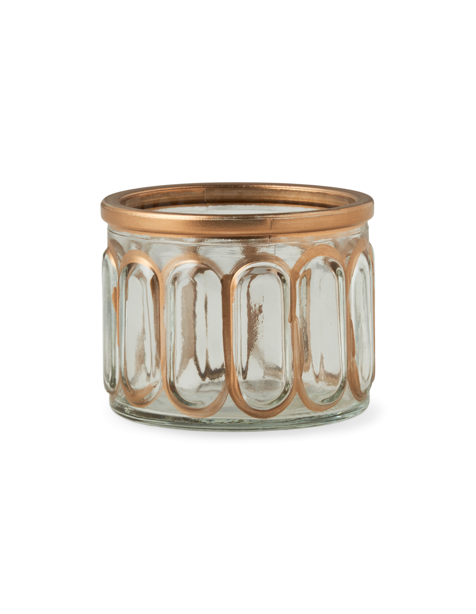 Fyrfadsstage | Glas. Ø7 x 5,5 cm. | Clear, Gold