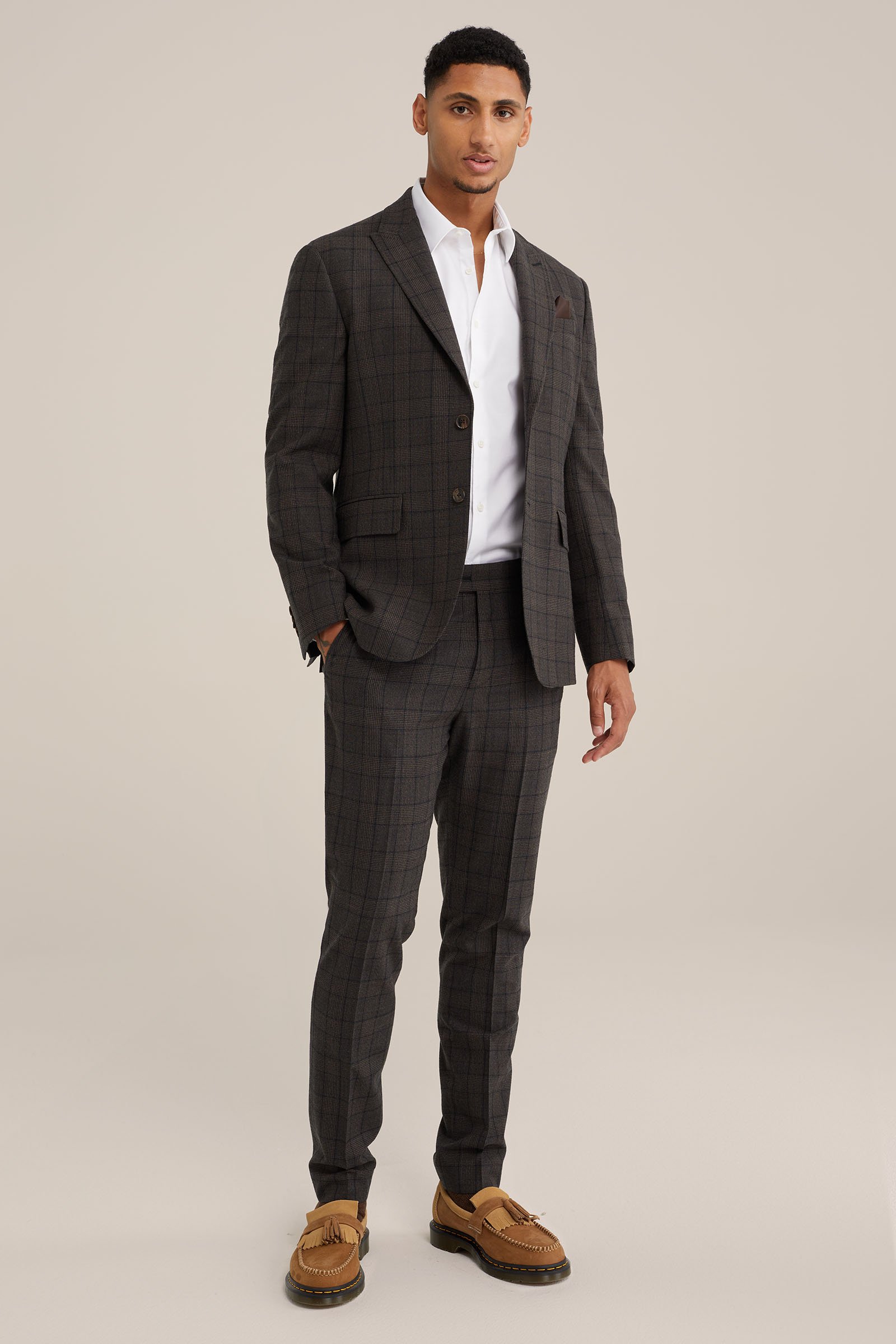 premium wol mix blazer met ruitdessin Van Gils Bruin