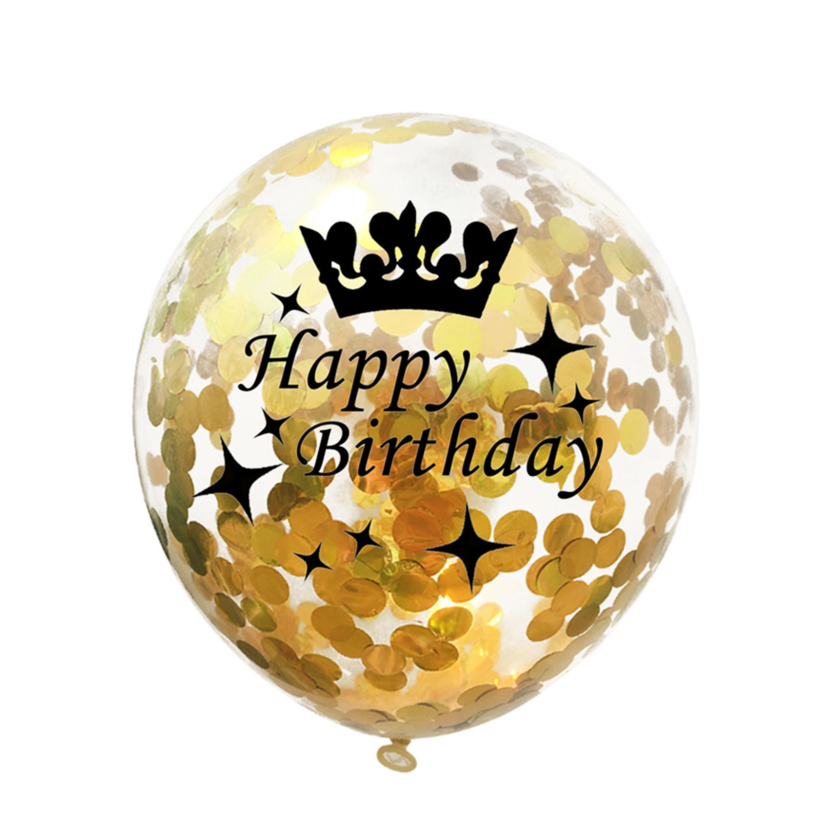 (5er Set) Ø30cm Party Deko Ballons Latex Luftballons Happy Birthday mit Konfetti - Gold / Transparent