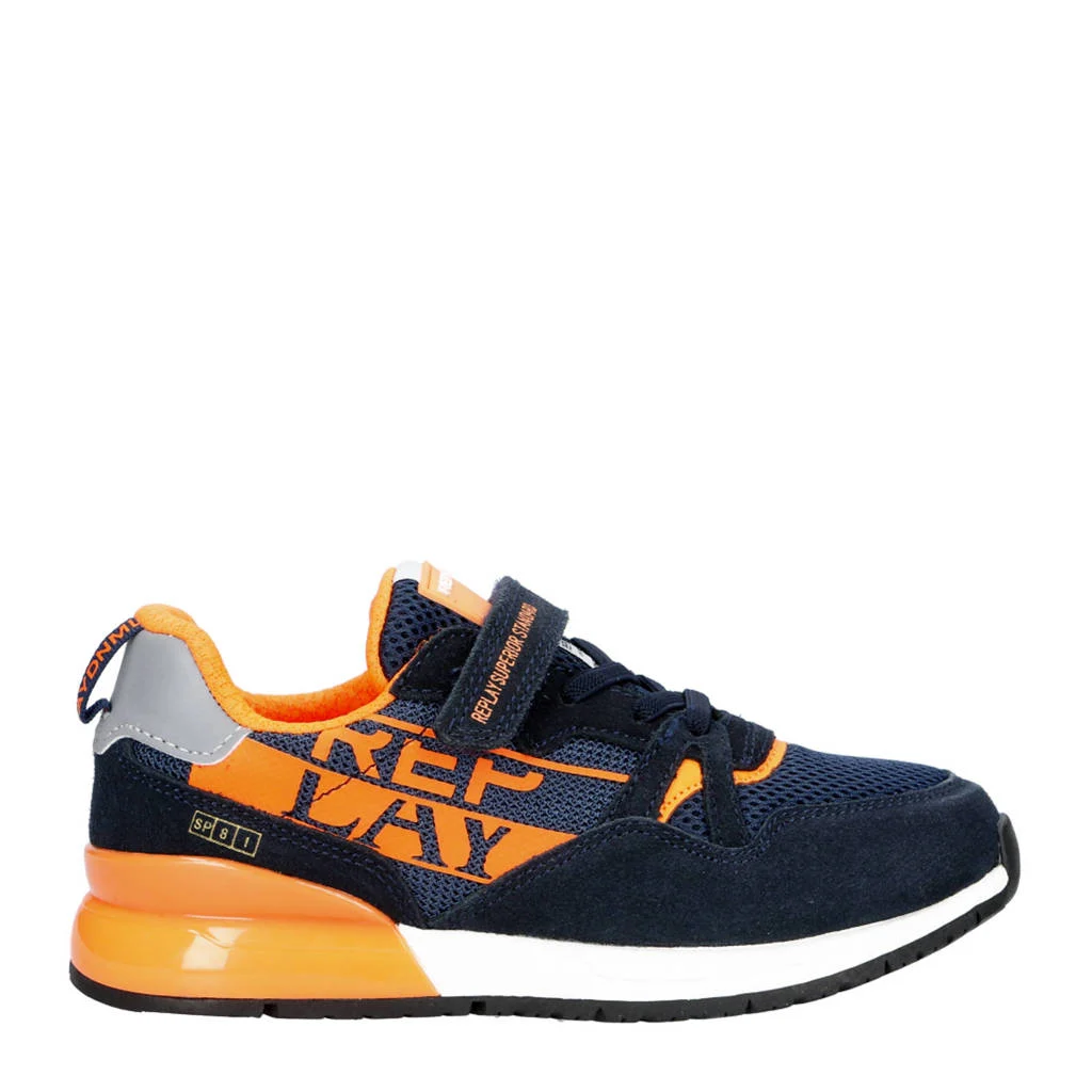 REPLAY Shoot jr 11suède sneakers donkerblauw
