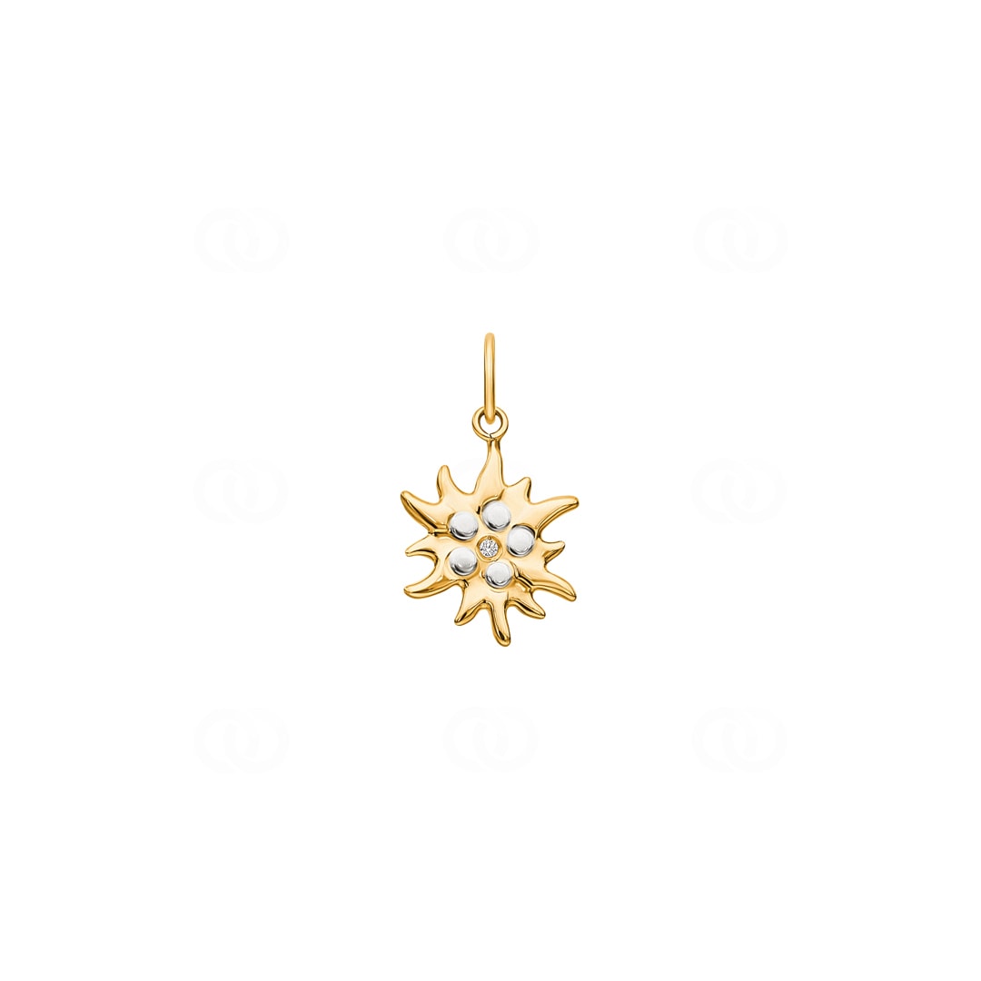 Anhänger 750/18 K Gelb- und Weissgold Edelweiss mit Zirkonia