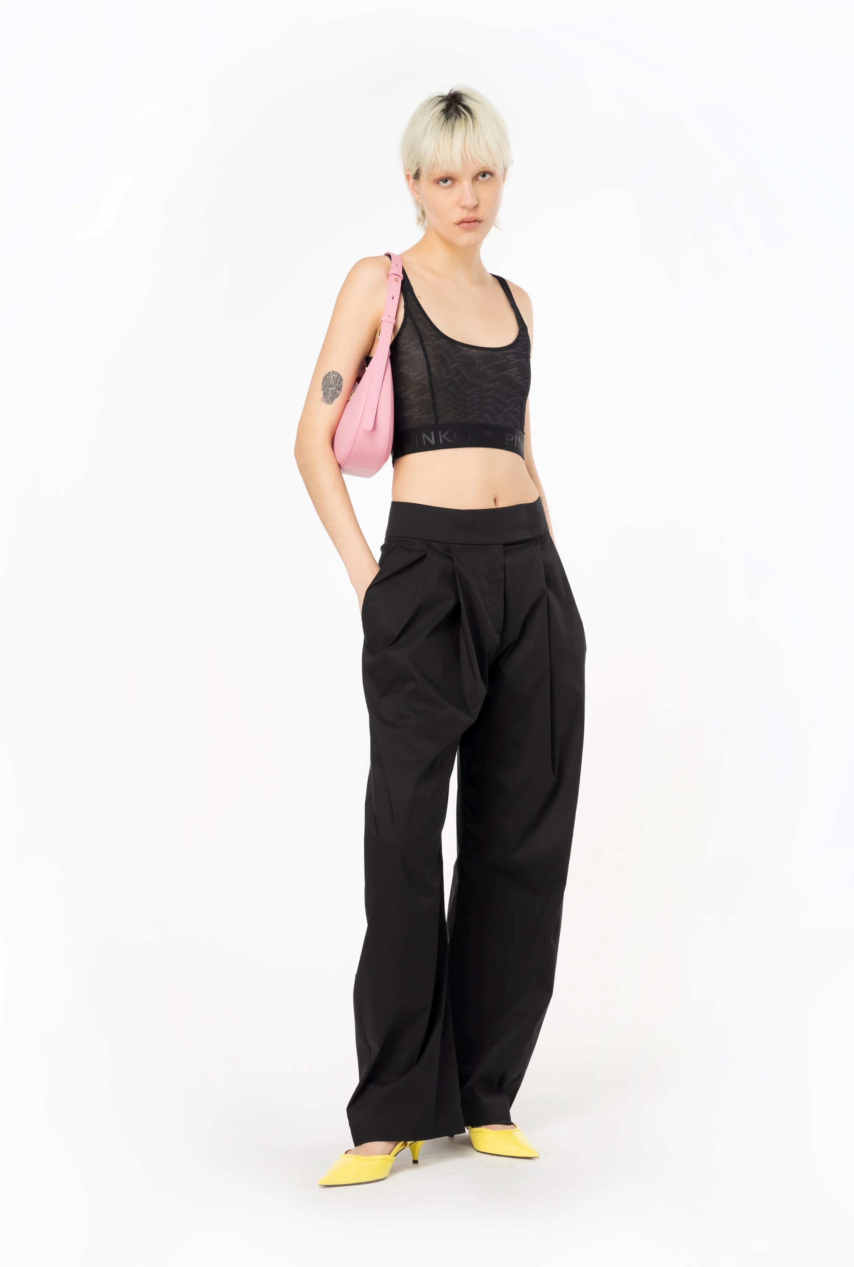 Crop top à logo fluide | Noir