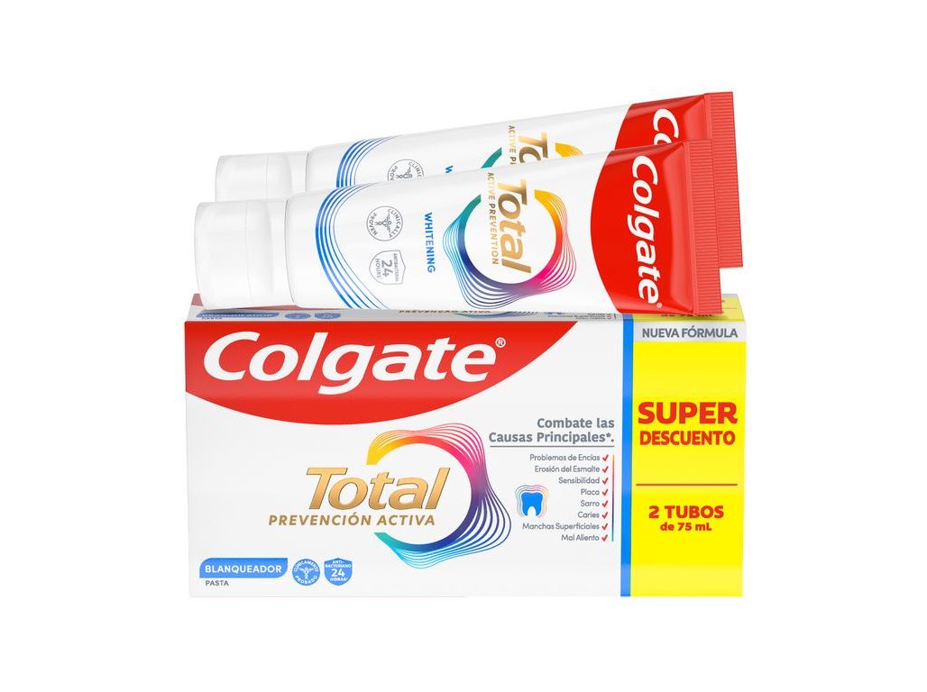 PASTA DE DENTES PROTEÇÃO TOTAL BRANQUEADORA COLGATE 2X75ML