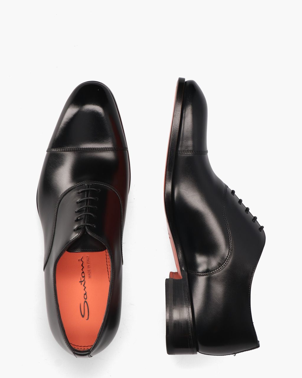 Santoni 12474 Zwart Heren Veterschoenen