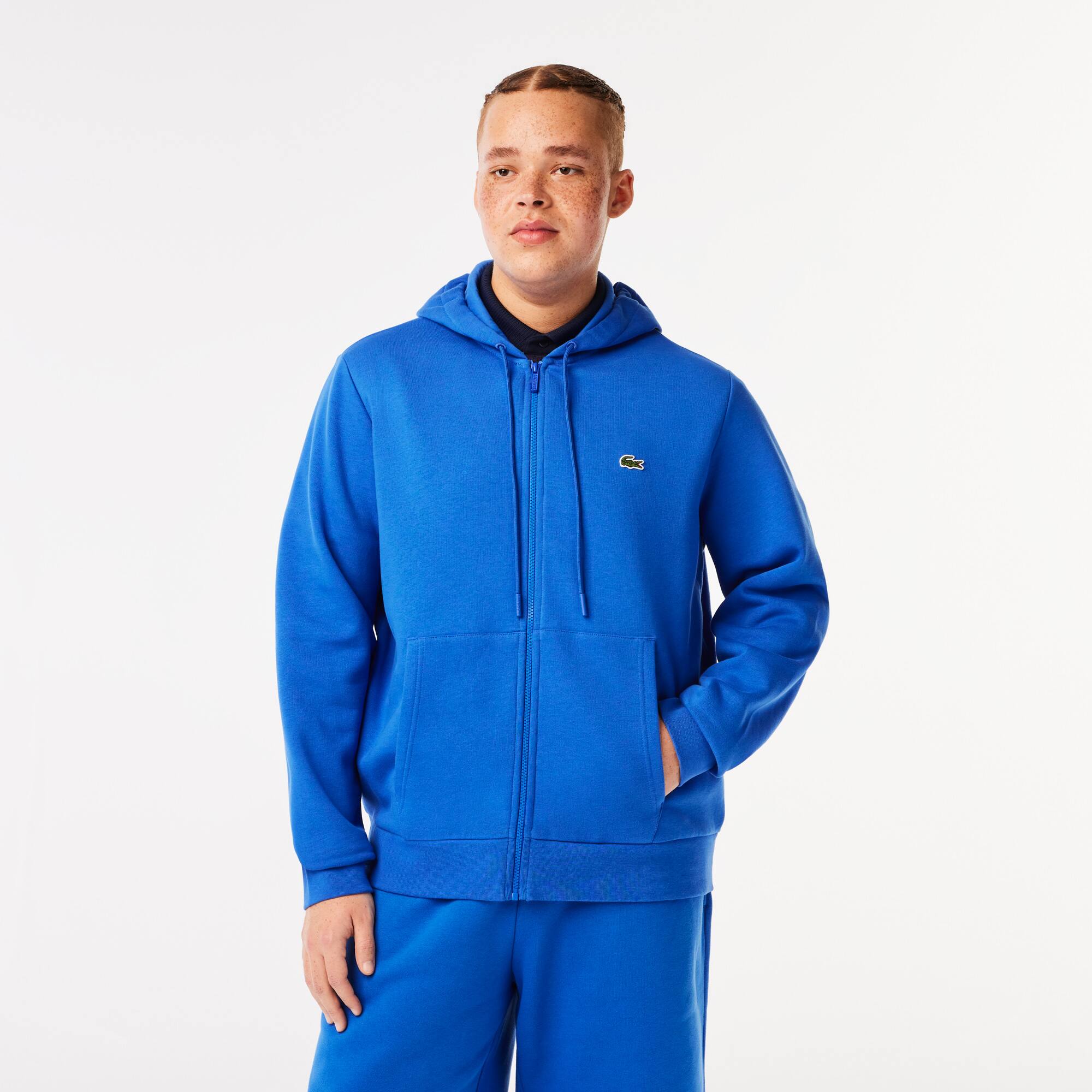 Sweatshirt Jogger zippé homme en molleton Lacoste avec poche kangourou Sweatshirts - Bleu - Lacoste - Homme