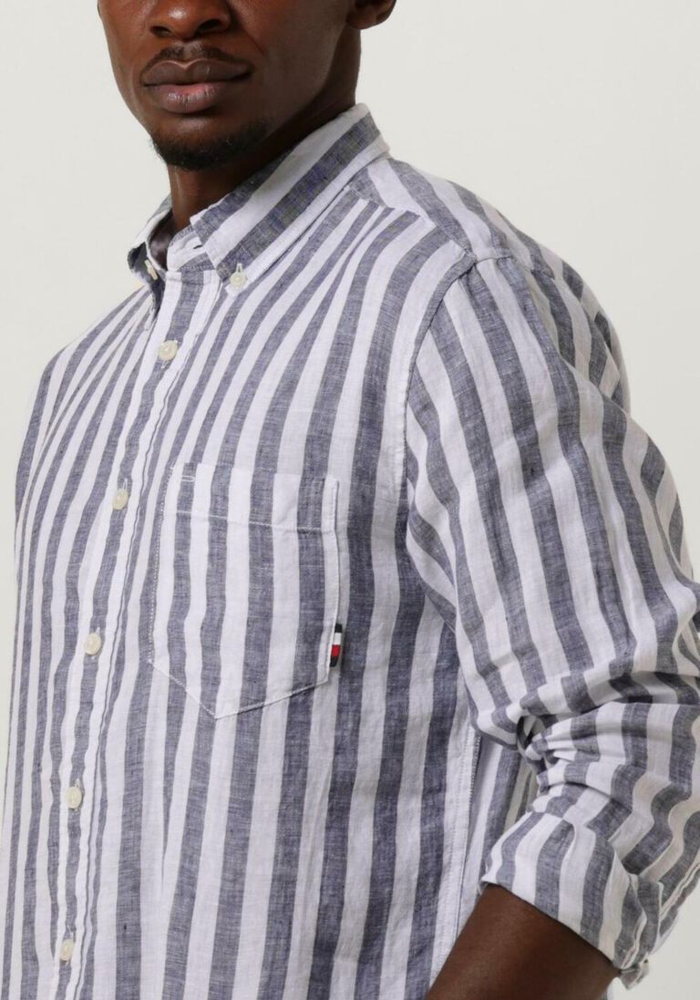 TOMMY HILFIGER blauw/wit gestreepte tommy hilfiger casual overhemd breton linen stripe cf shirt