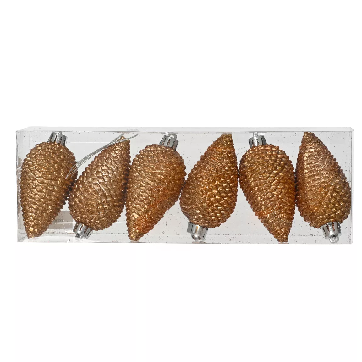 Lot de 6 pommes de pin à suspendre (H8 cm) Alpine Noix de pécan
