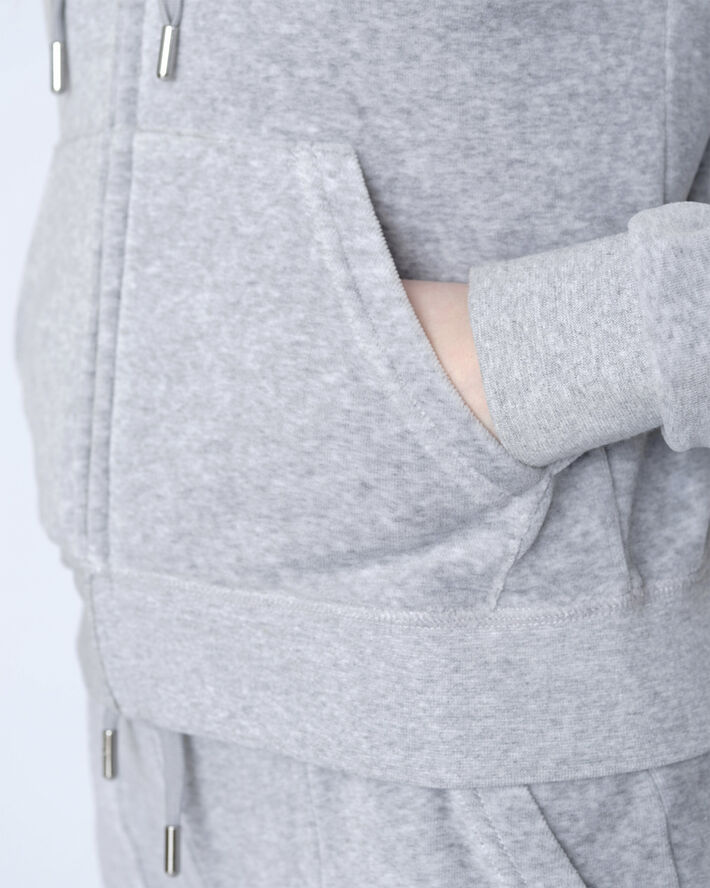 Juicy Couture Robertson Classic Velour Zip Trough Hoodie Silver marl