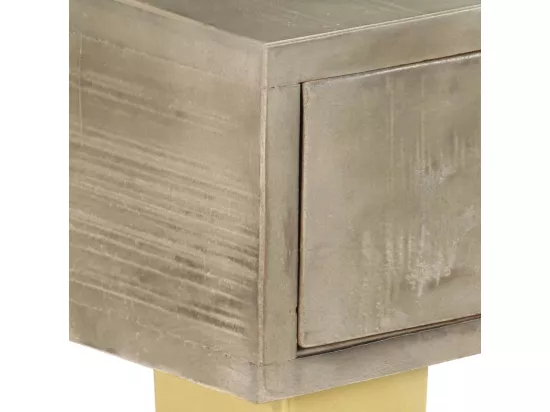 Table console Bois de manguier Gris avec laiton 110x35x76 cm