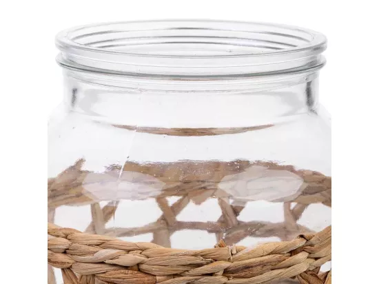 Vase en verre doublé de fibres naturelles