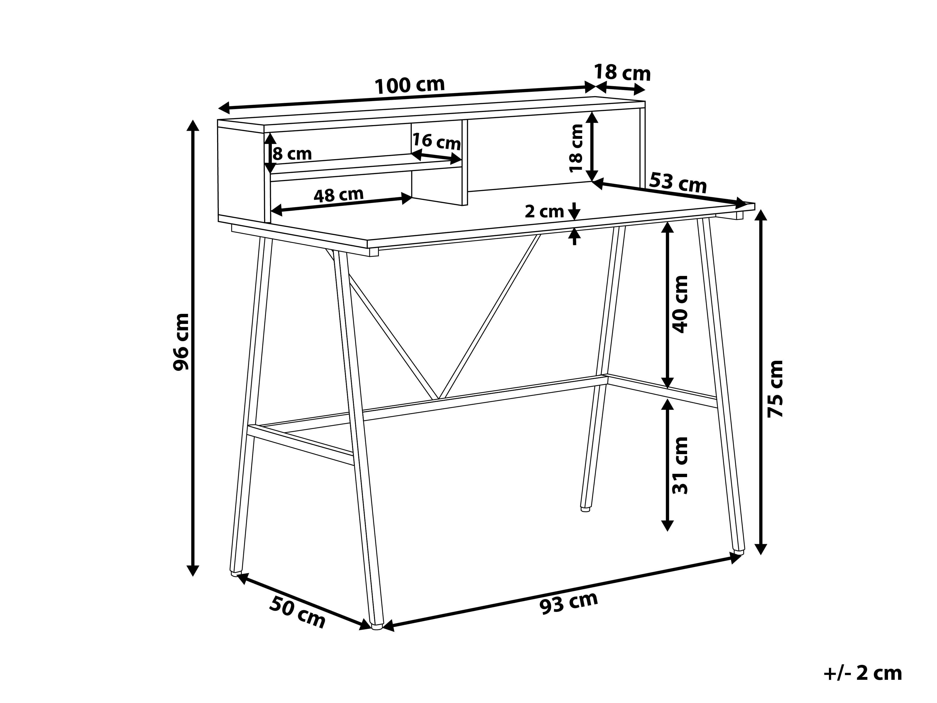 Bureau HARISON Donkerbruin 100 cm 53 cm