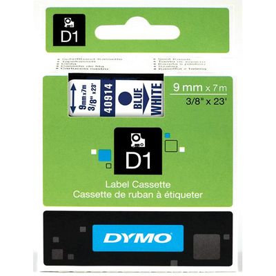 Dymo D1 - Ruban d'étiquettes auto-adhésives - 1 rouleau (9 mm x 7 m) - fond blanc écriture bleue