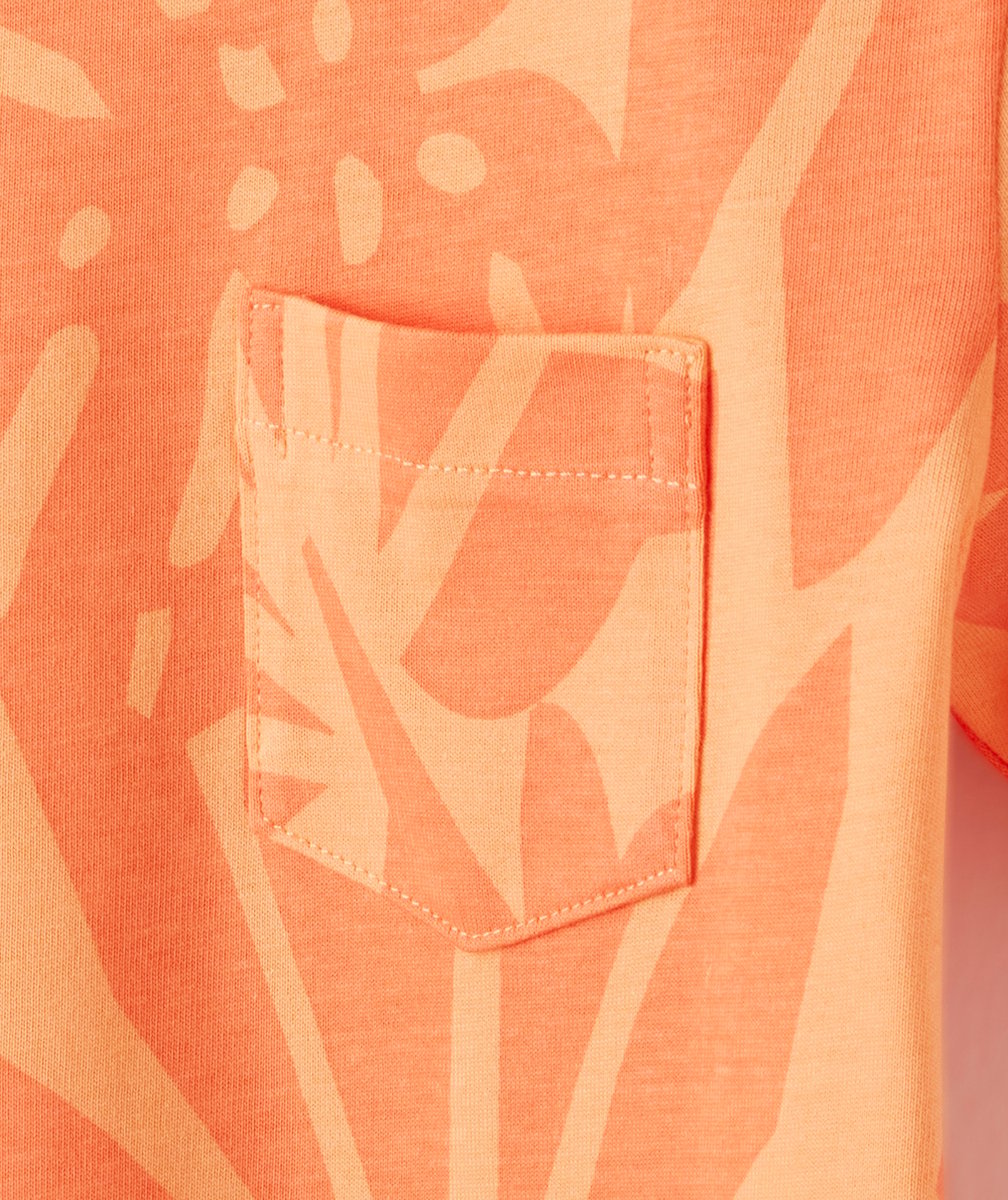 t-shirt manches courtes garçon en coton bio orange thème feuilles