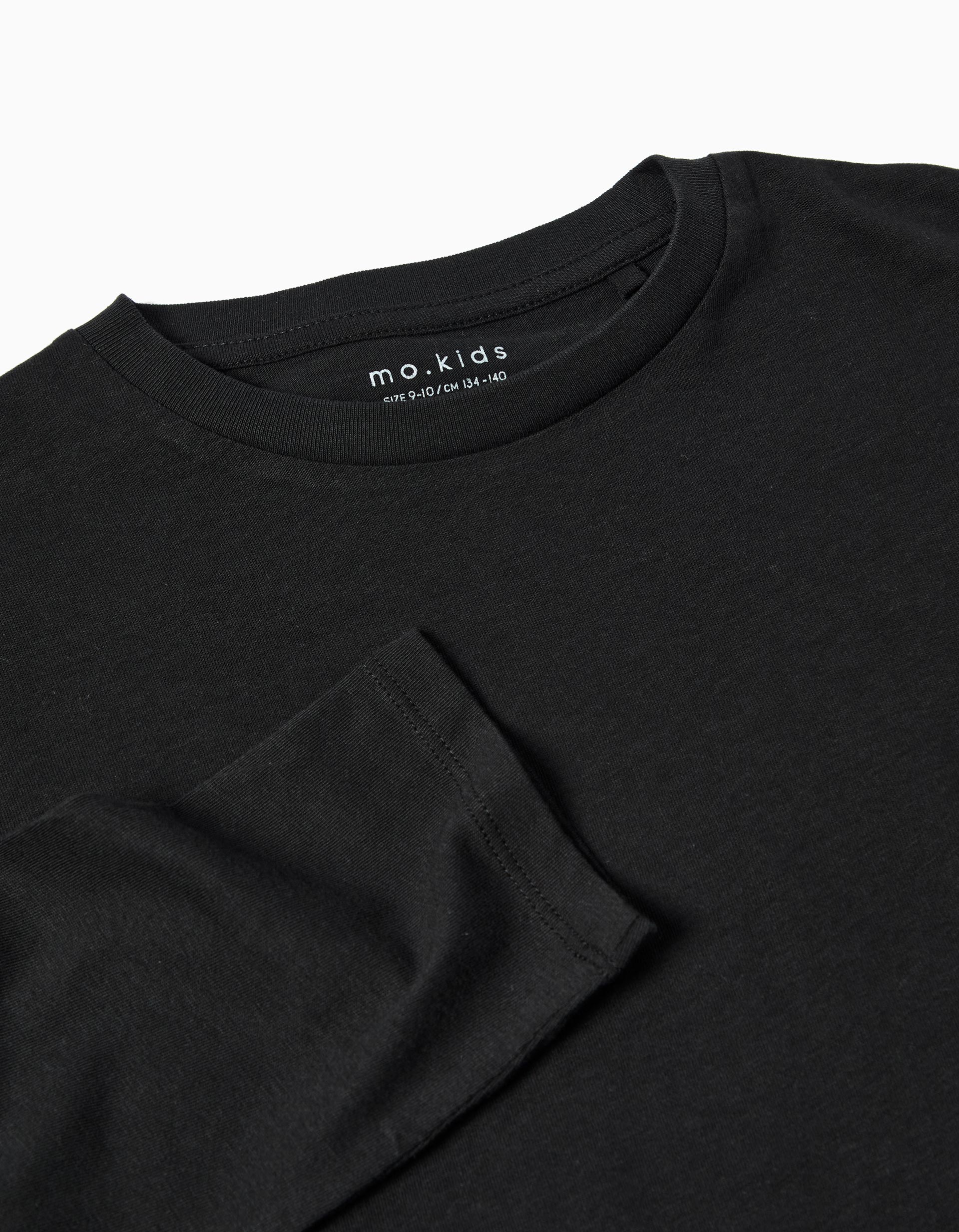 T-shirt Manga Comprida, Menino, Preto