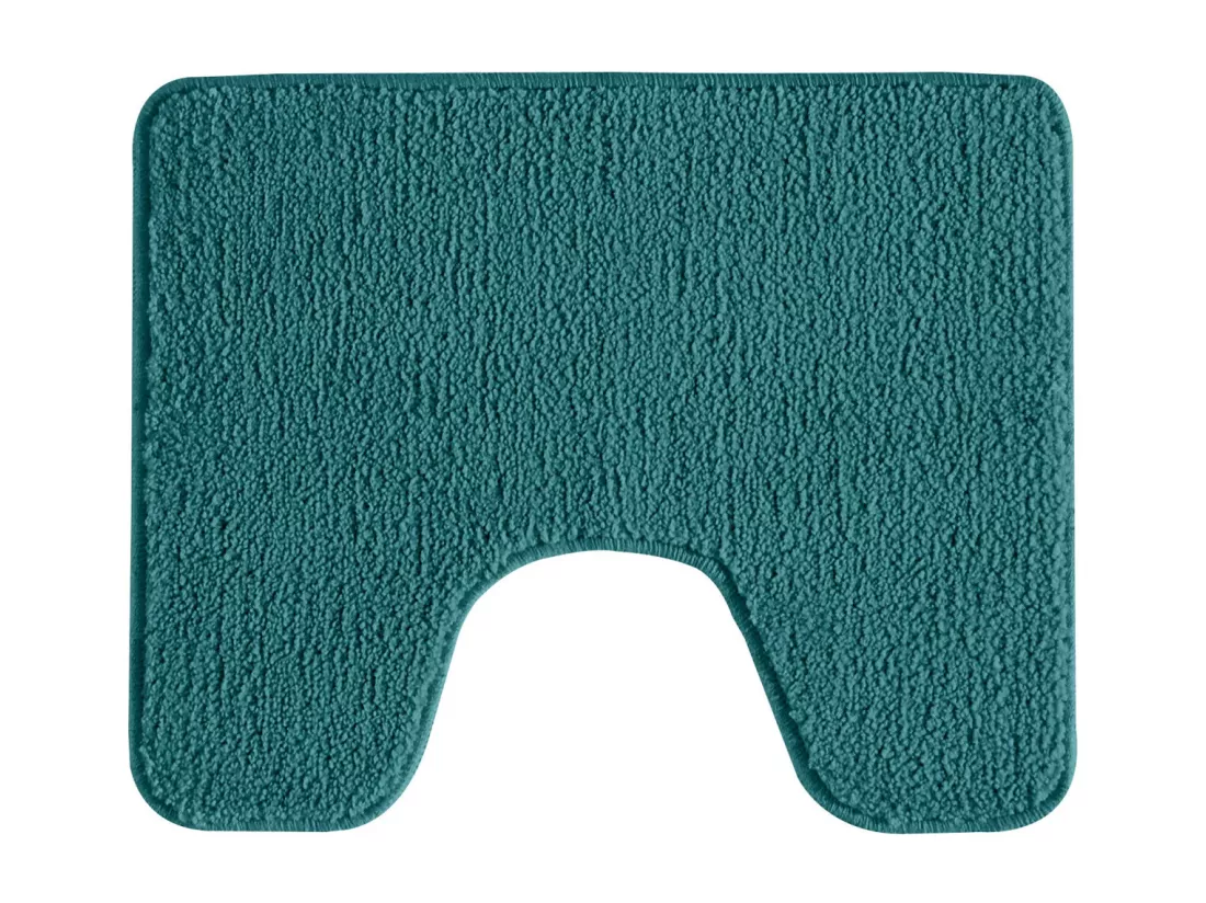 Lot de 2 tapis de bain polyester 50x80cm + contour bleu paon