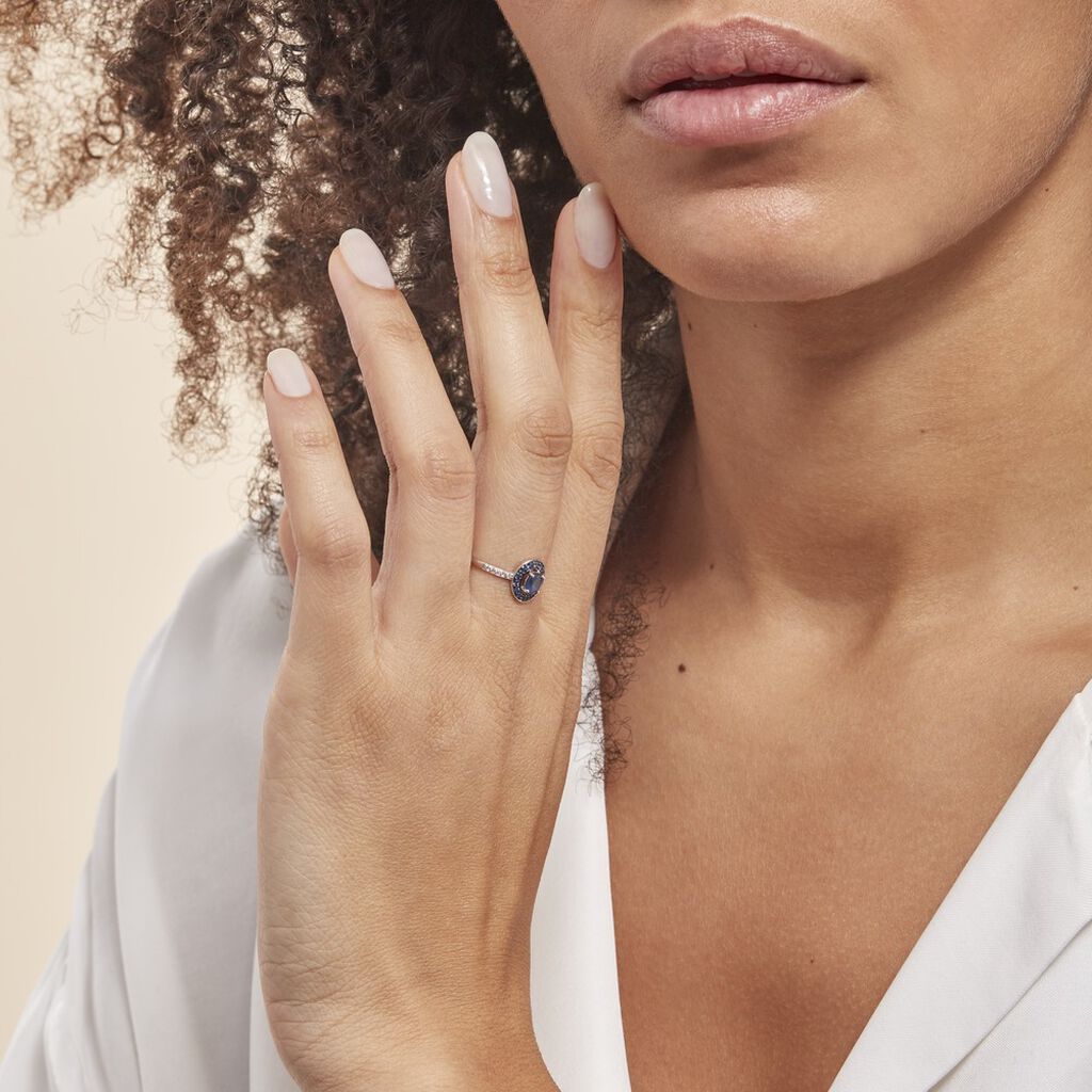 Bague Leona Or Blanc Saphir Diamant
