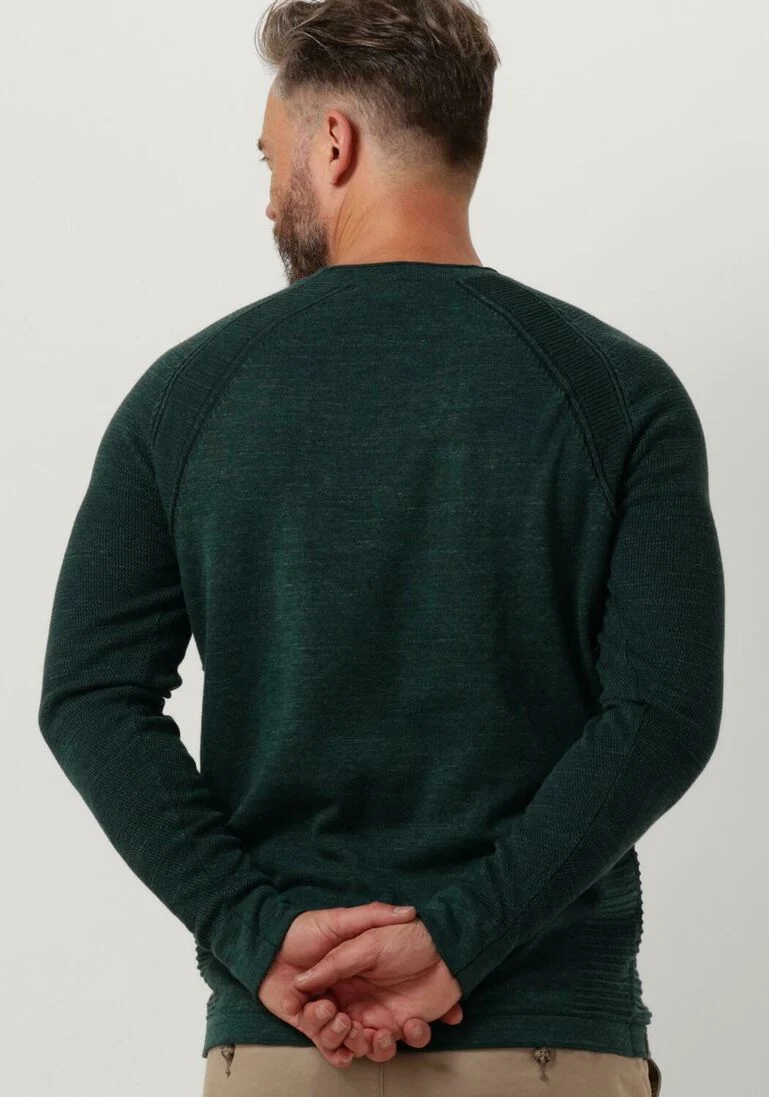 CAST IRON groene cast iron trui crewneck cotton heather plated crewneck