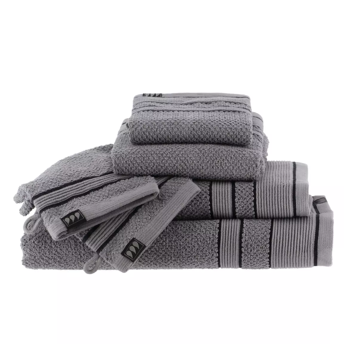 Serviette de bain coton (50 x 90 cm) Black Line Gris / noir