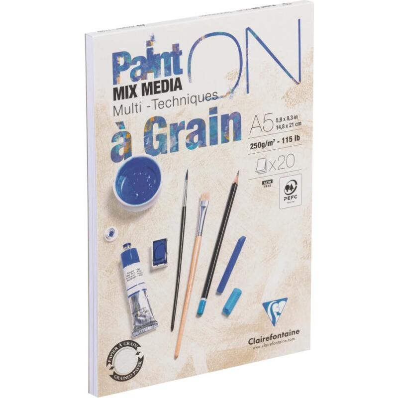Paint'ON à grain bloc collé 20F A5 250g