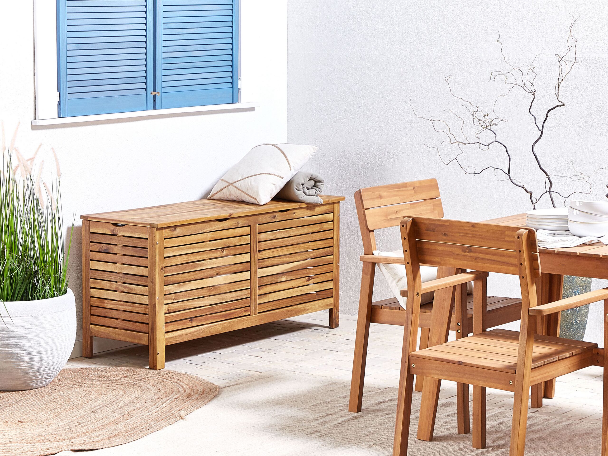 Beliani - RIVIERA - Kussenbox - Lichtbruin - 130 cm - Acaciahout
