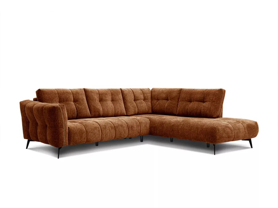Canapé d'angle droit 5 places tissu brique