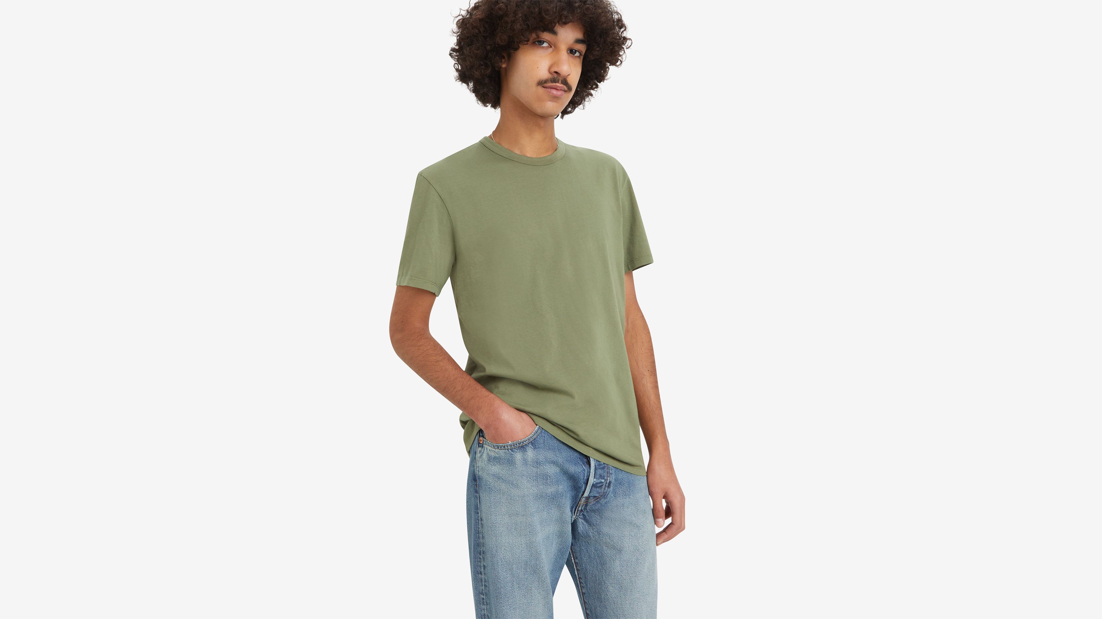 T-shirt Premium Slim - Garment Dye Moss Olive - Vert