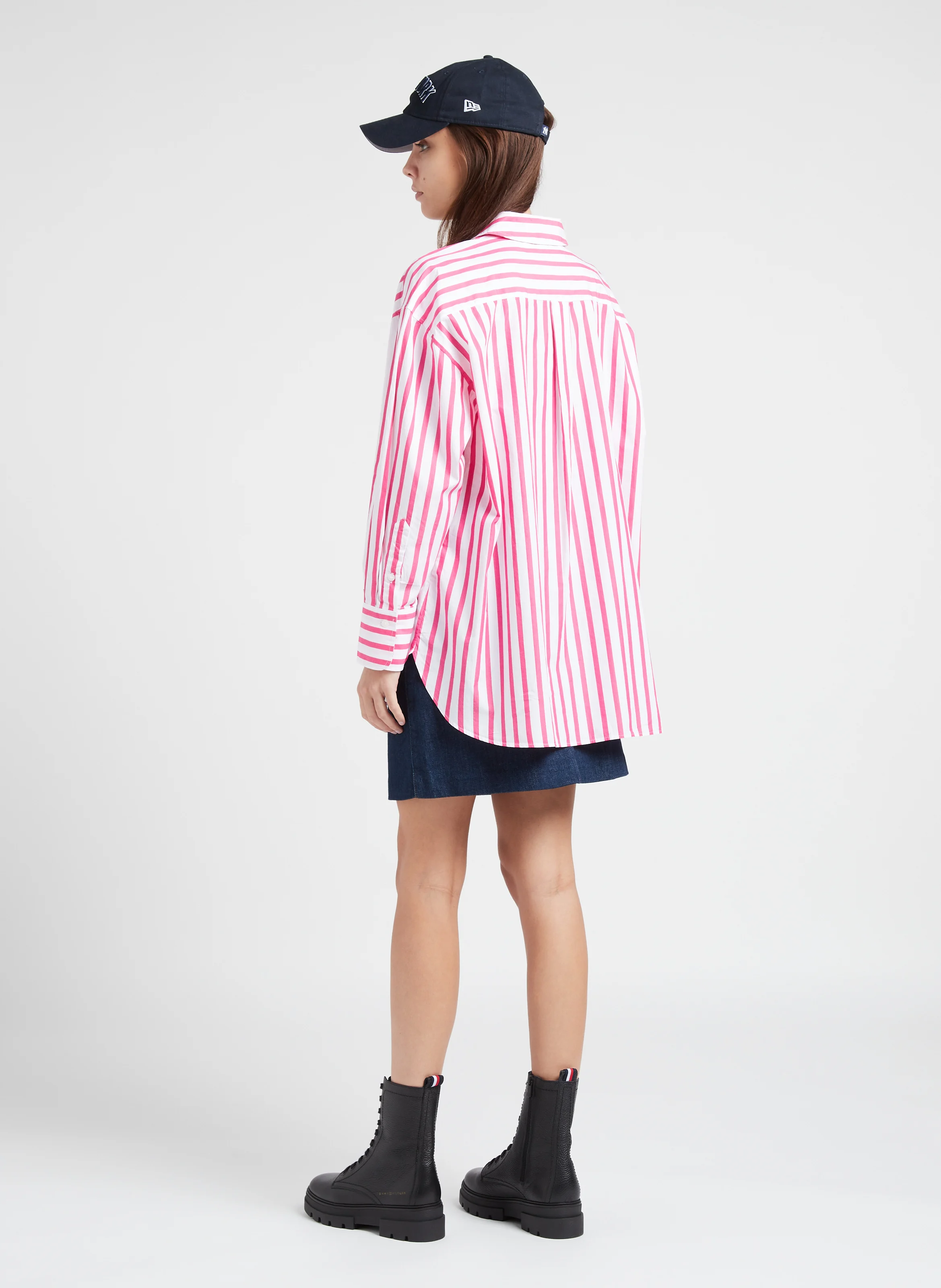 Chemise col classique à rayures en coton bio | Blanc
