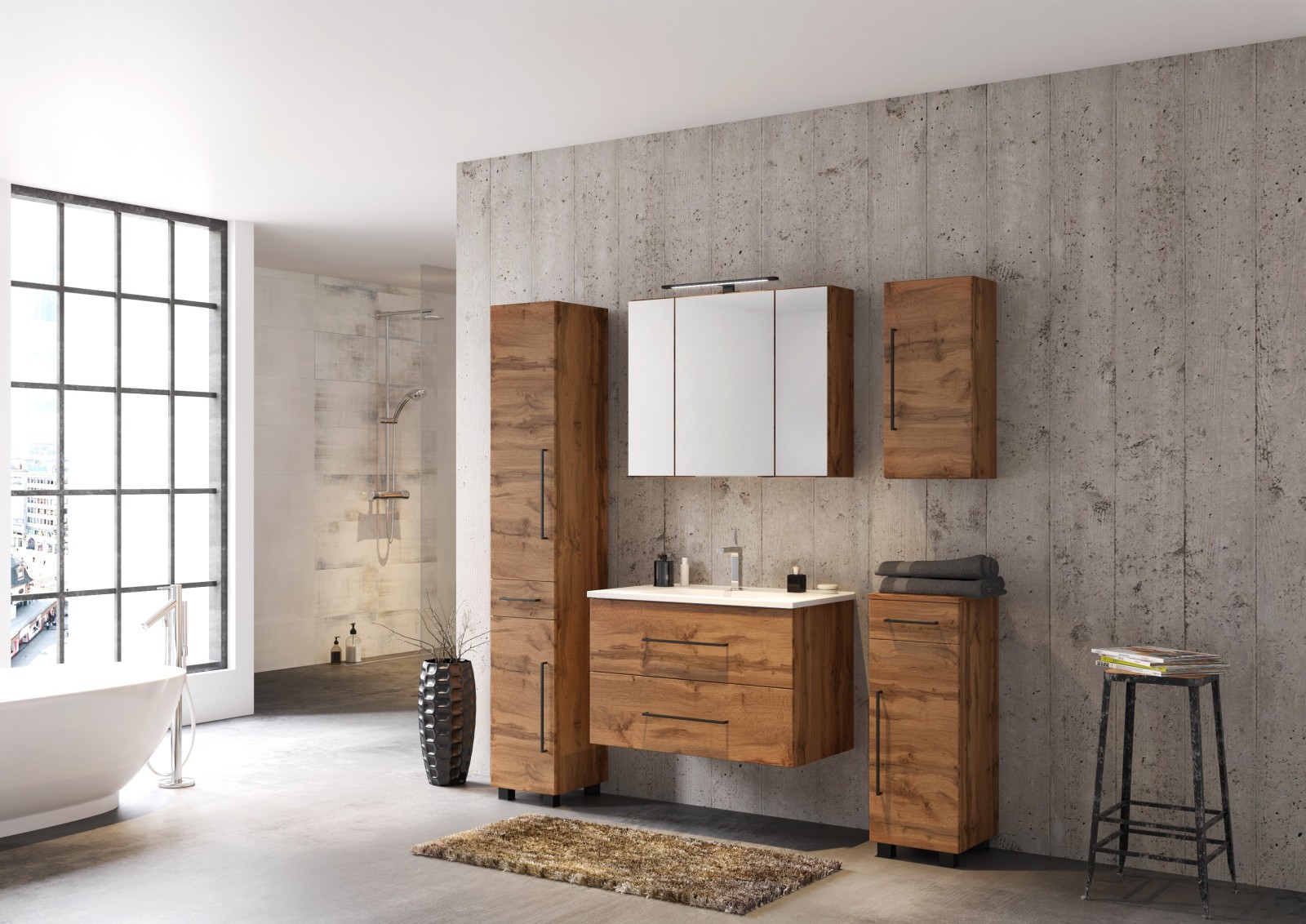 Seitenschrank LUZERN - Wotaneiche - 30 cm breit