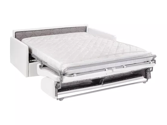 Canapé 4 places convertible express en simili blanc - Couchage 160 cm - Matelas 14 cm CALIFE