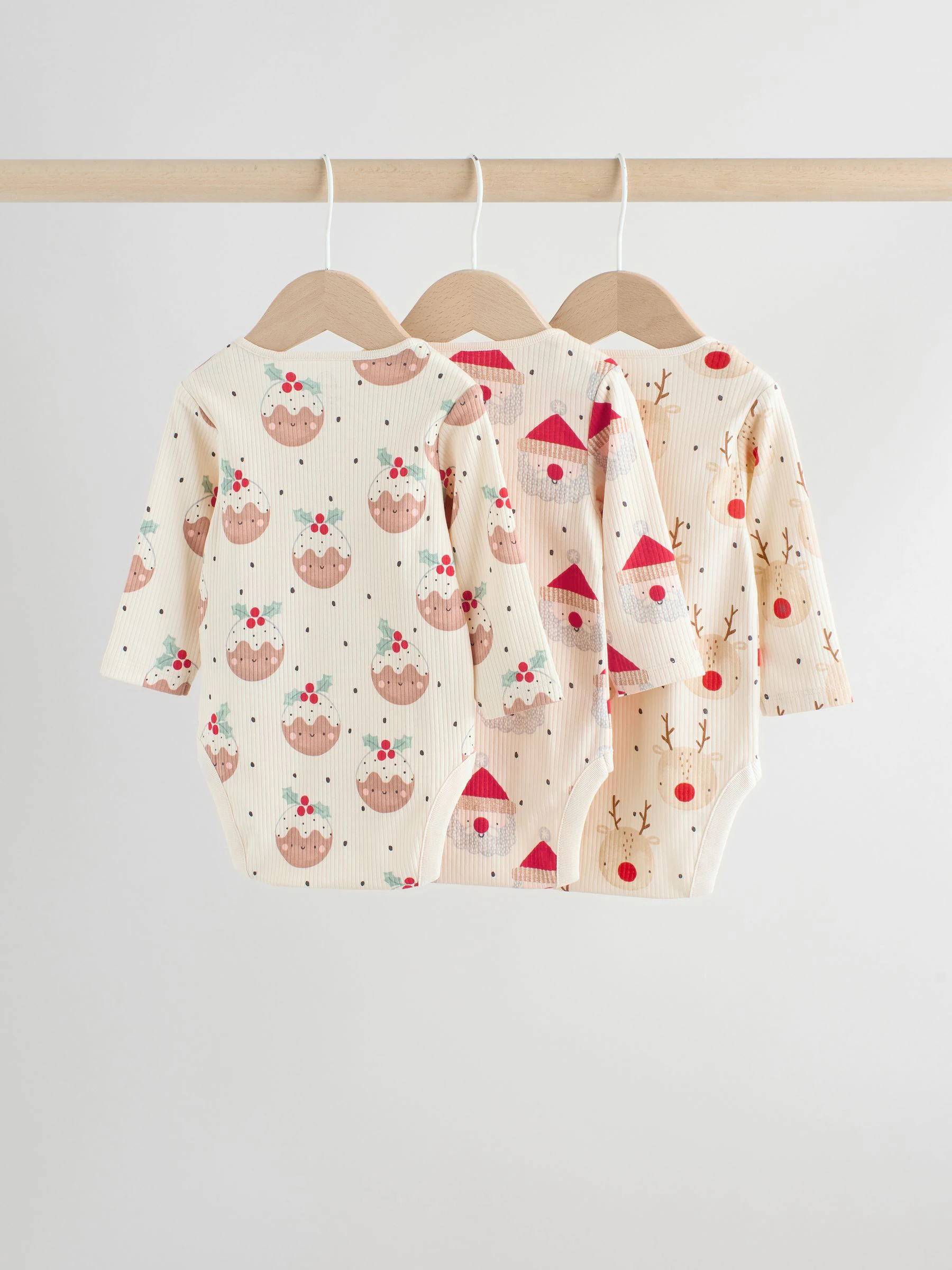 Multi - Verpakking van 3 Kerstmis Baby Bodysuits