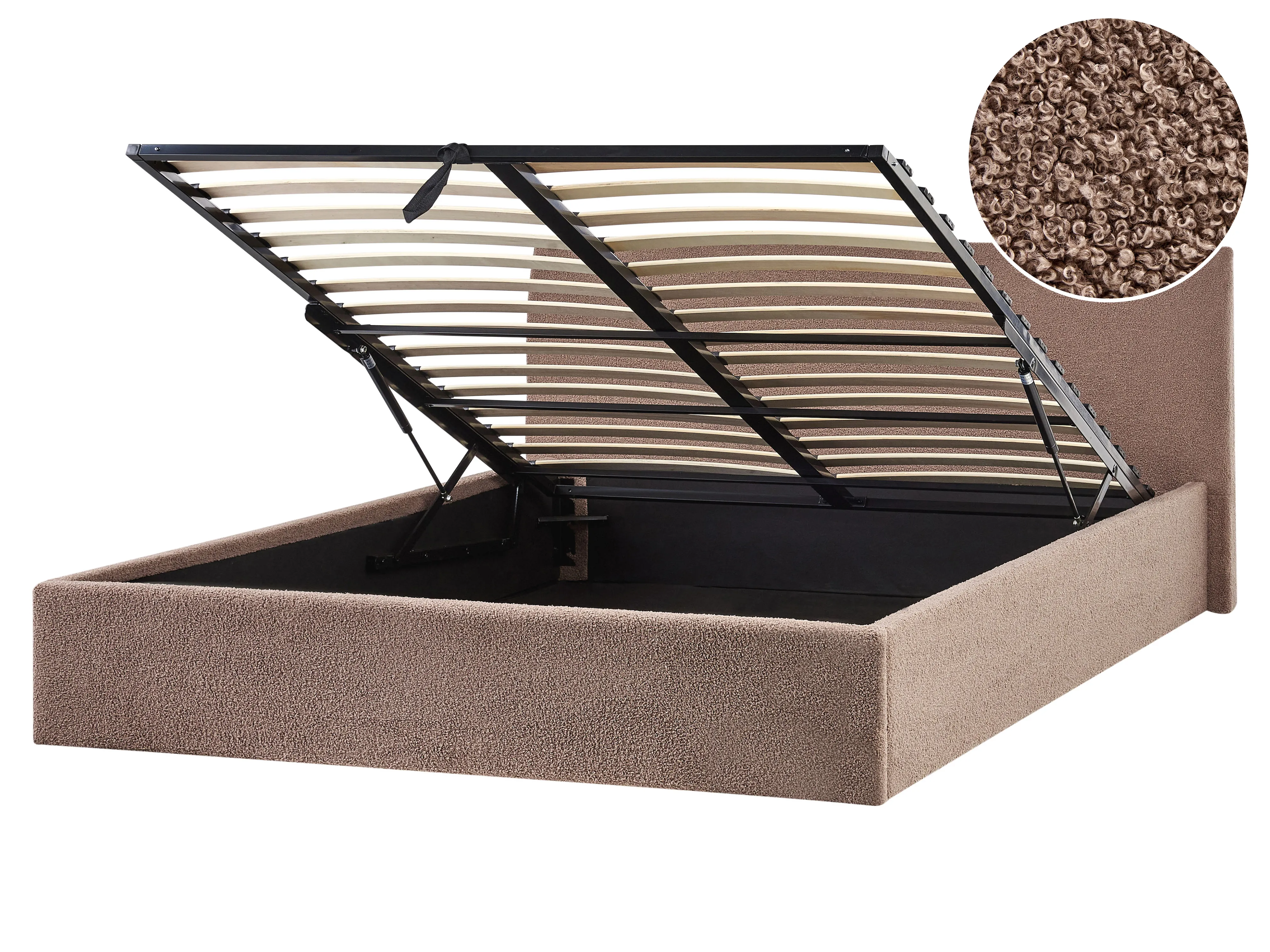 Bed met opbergruimte Bouclé ORBEY 180 x 200 cm Bruin