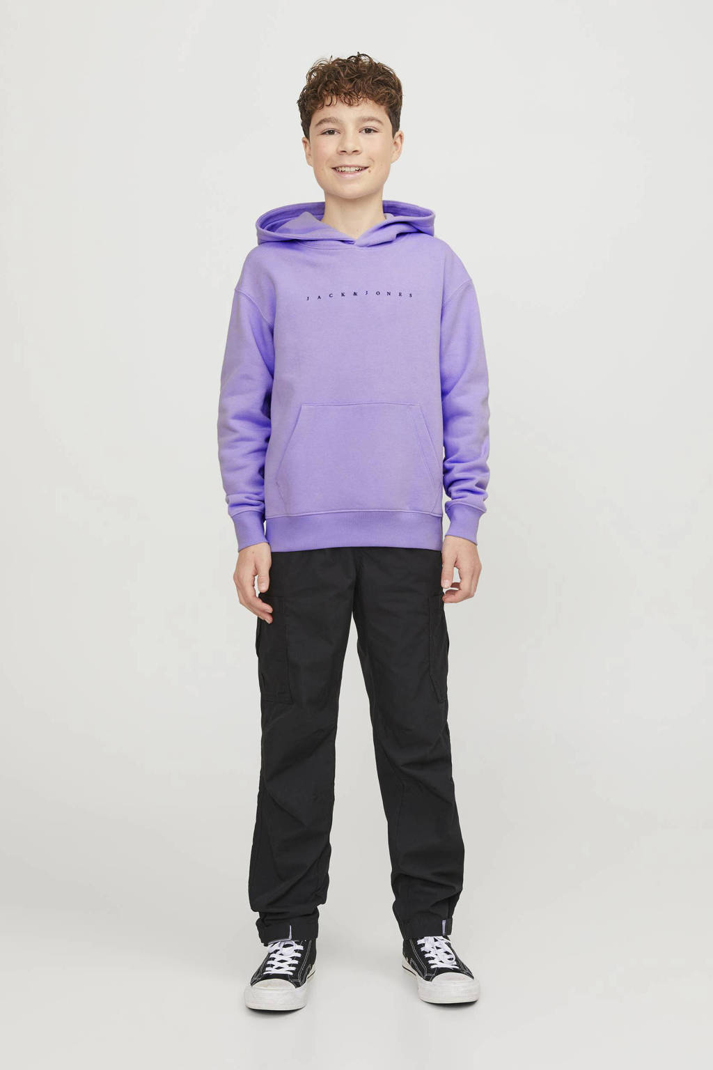 JACK & JONES hoodie JJESTARmet tekst paars