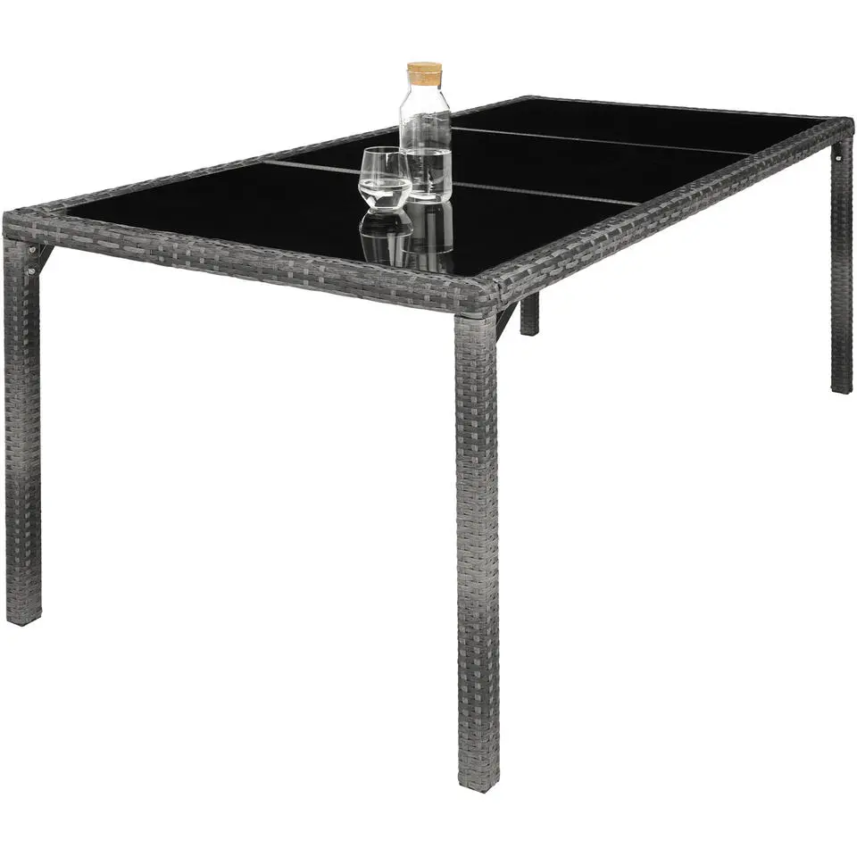 tectake - tuinset 8 stoelen en tafel - wicker - grijs