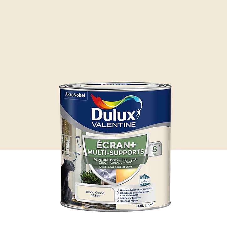 Peinture extérieure multi-supports Ecran+ Dulux Valentine satin blanc cassé 500ml