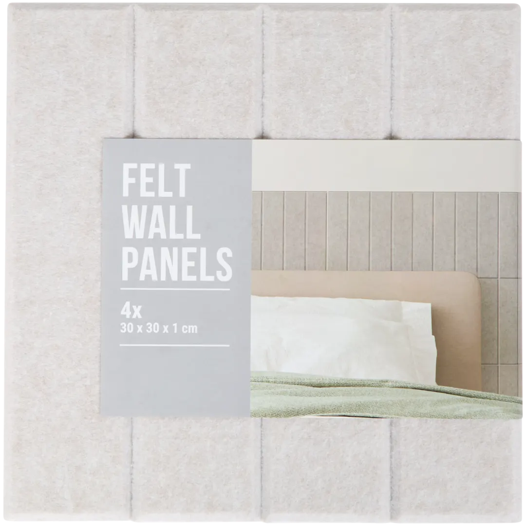 Wandpaneel van vilt 30 x 30 cm | 4 stuks | diverse varianten