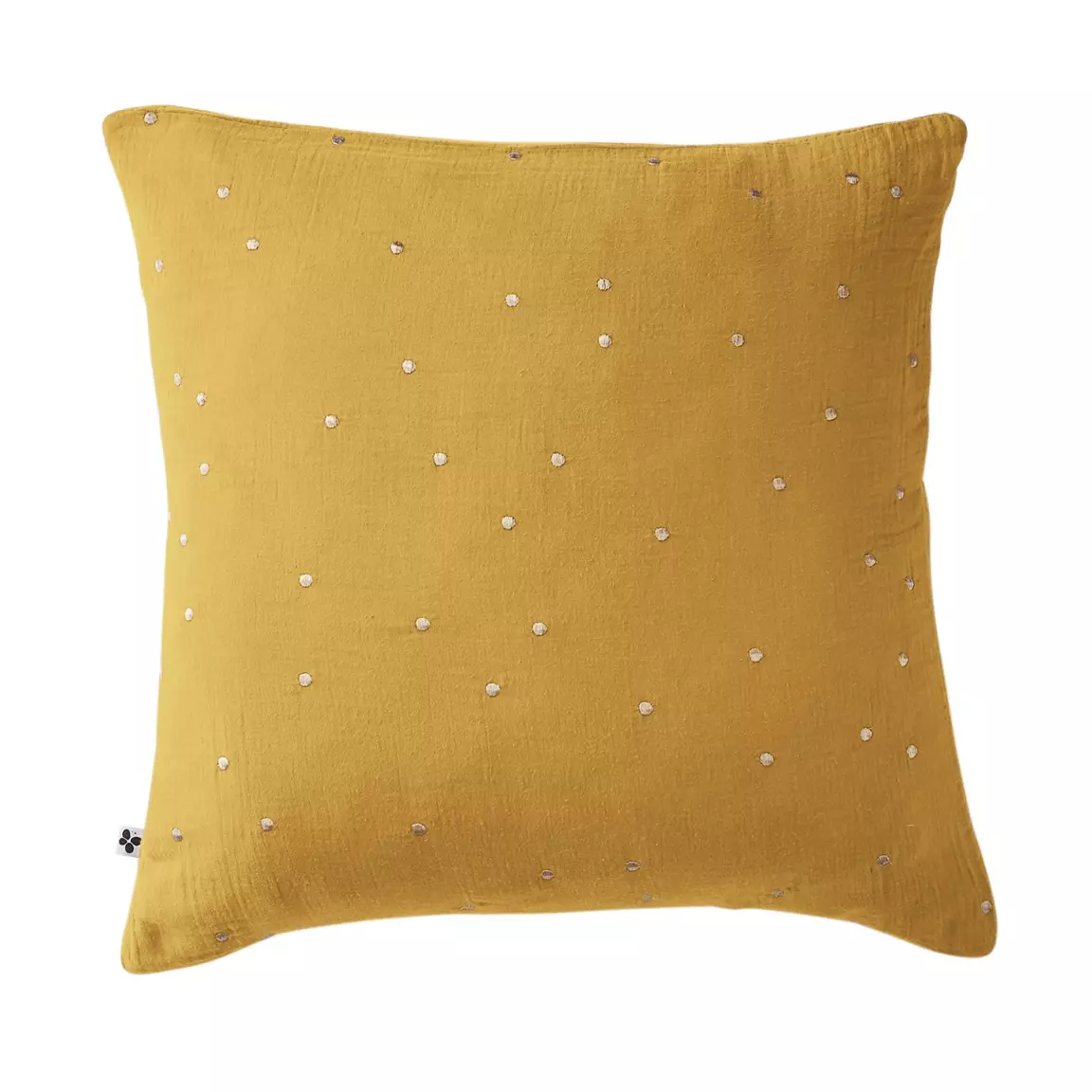 Taie d'oreiller carrée gaze de coton (60 x 60 cm) Gaïa Chic Jaune safran
