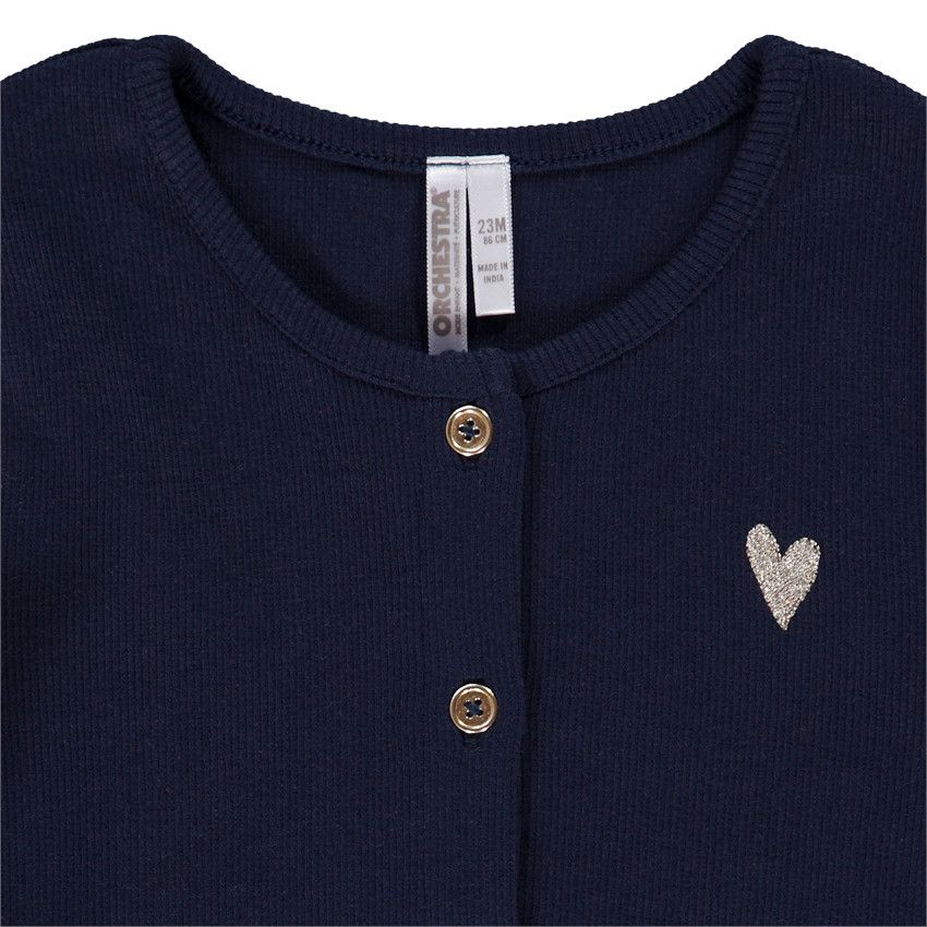 Ensemble 3 pièces avec gilet côtelé pour bébé fille - Bleu marine