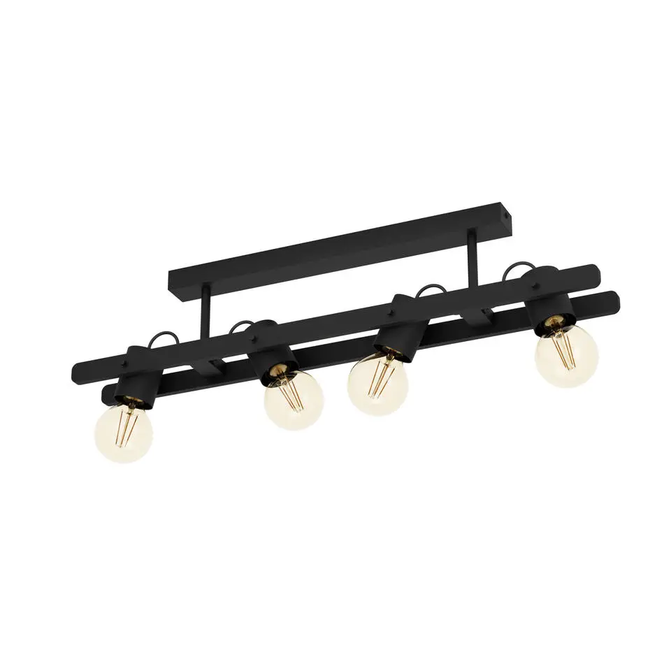 EGLO Plimsoll Plafondlamp - E27 - 77 cm - Zwart - Hout