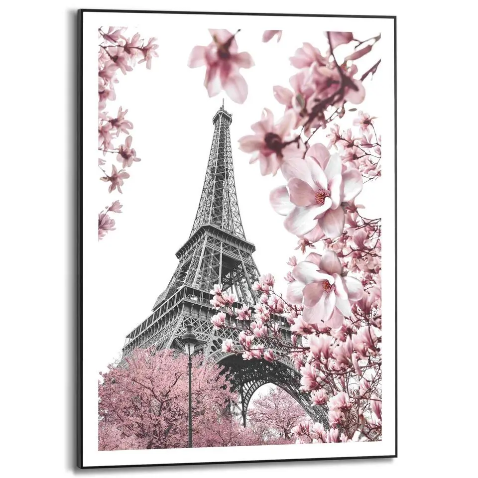 Schilderij Spring in Paris - 70x50cm - Zwart-Wit