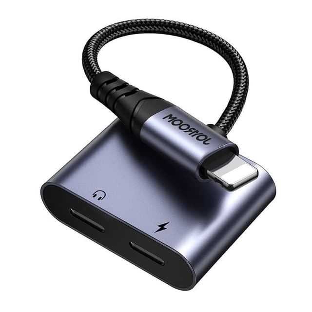 2-i-1 lydadapter Joyroom SY-L02 Lightning til Double Lightning (sort)