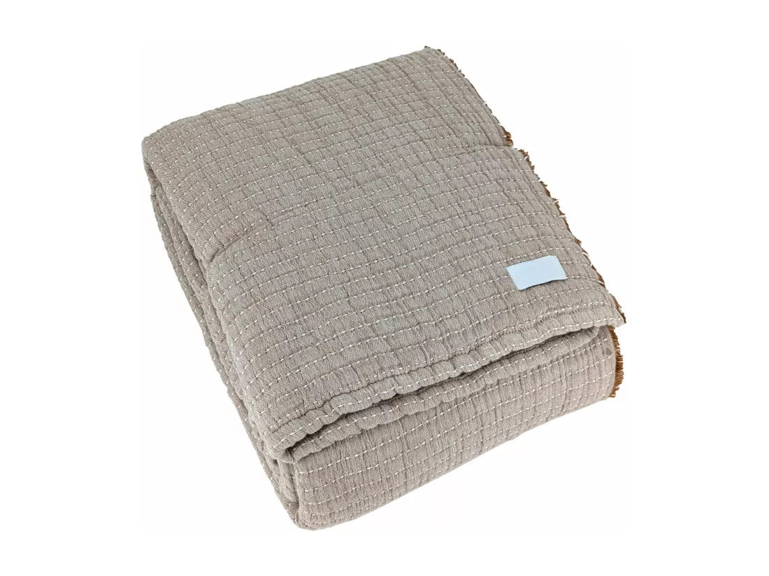 Dessus de lit 230x250 cm en coton lavé SEVILLE gris bronze