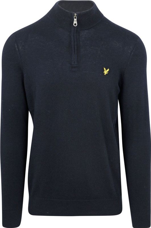 Lyle & Scott Half Zip Pullover Merinowol Navy - Heren - Schipperstrui