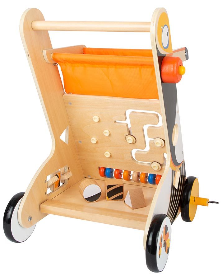 Lauflernwagen TUKAN mit Holzbausteine in orange